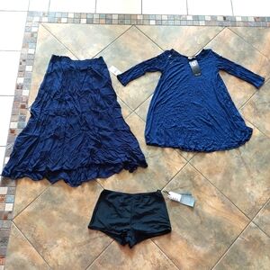 Bundle Of 3 New Women's Skirt Swim Shorts Top Size S